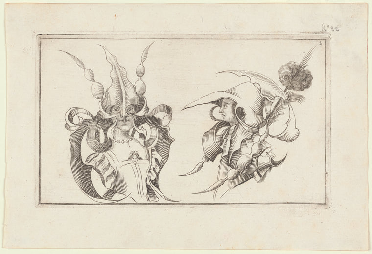 Art Print : Masks and Hats, 1688 - Vintage Wall Art V1