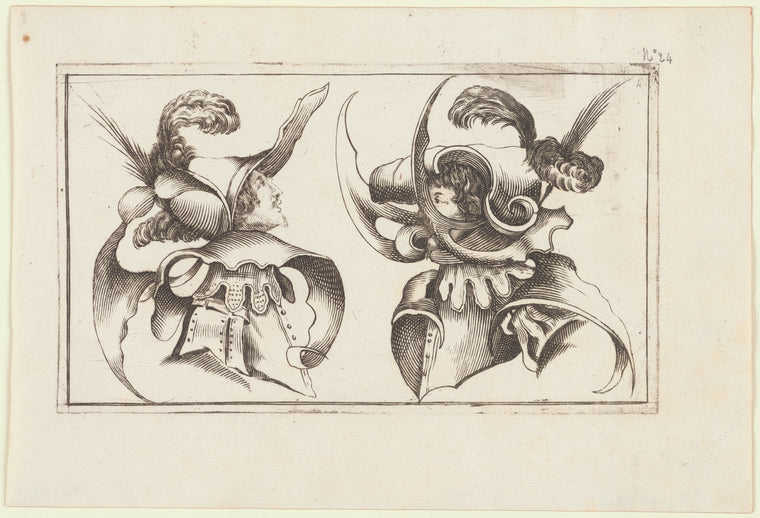 Art Print : Masks and Hats, 1688 - Vintage Wall Art V8
