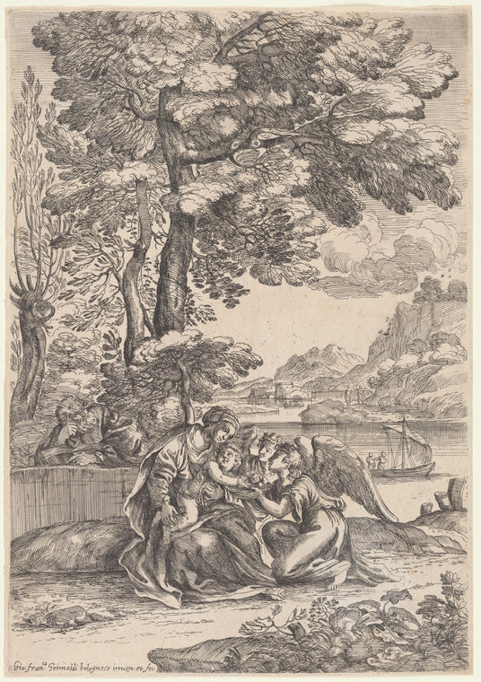 Art Print : The Rest on The Flight into Egypt, 1606-1680 - Vintage Wall Art