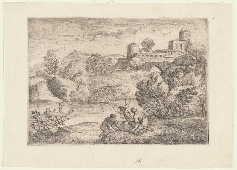 Art Print : Landscape with a Small Boat, 1606-1680 - Vintage Wall Art