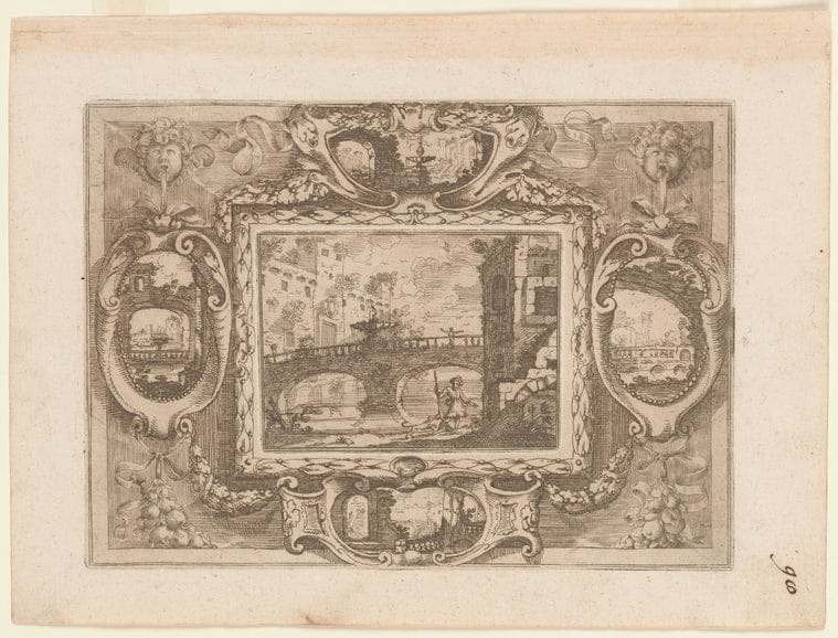 Art Print : View of a Bridge, 1680 - Vintage Wall Art
