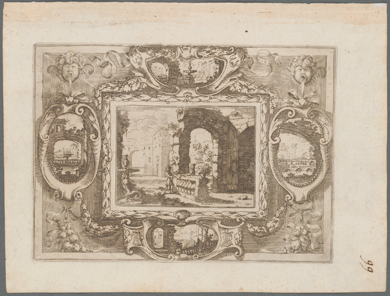 Art Print : View of a Ruined Arch and Two Figures Talking, 1680 - Vintage Wall Art
