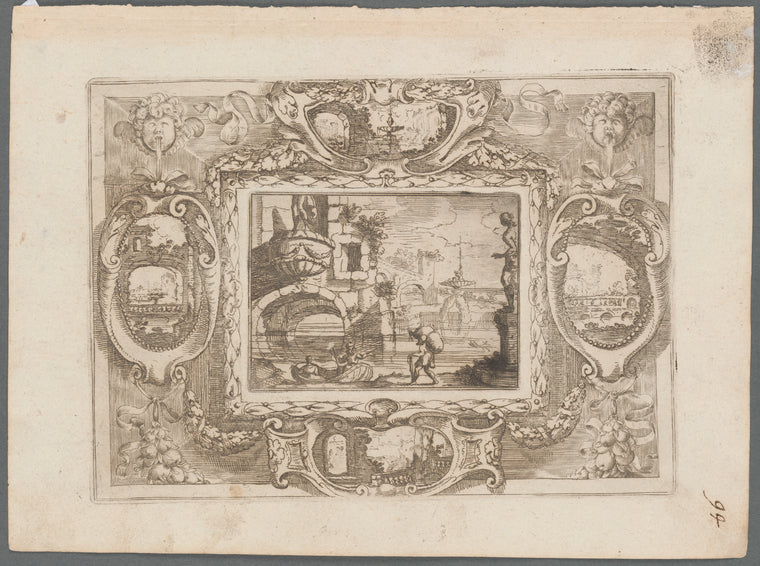 Art Print : View of a River and a Boat, 1680 - Vintage Wall Art
