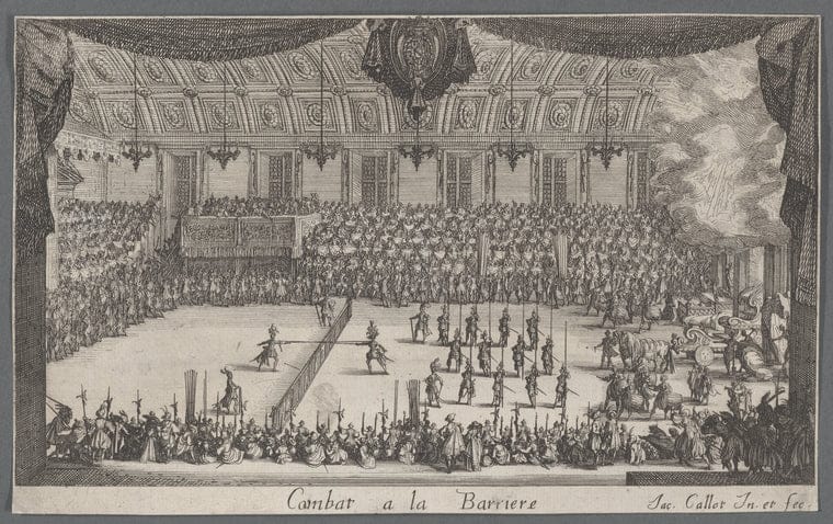 Art Print : Combat a la Barriere, 1592 - Vintage Wall Art