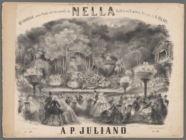 Art Print : Quadrille Pour Piano sur les Motifs de Nella, 1838 - Vintage Wall Art