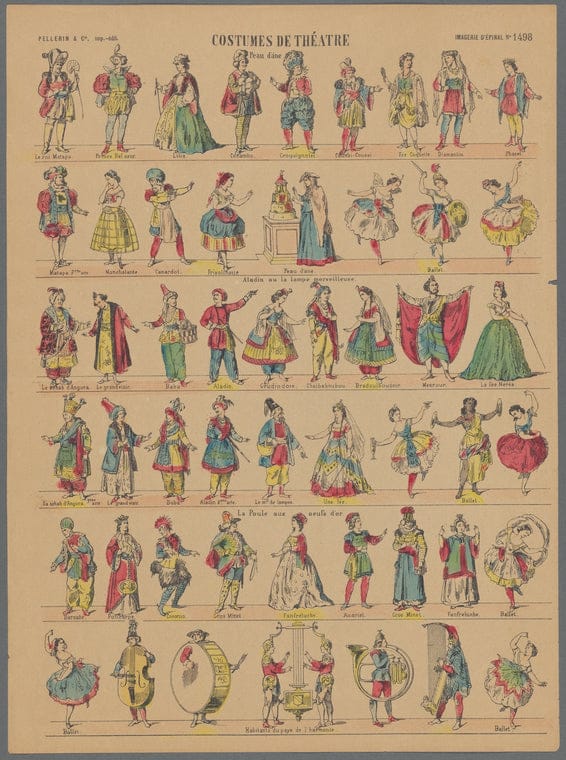 Art Print : Costumes de Theatre, 1860 - Vintage Wall Art