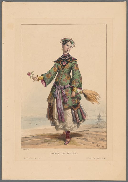 Art Print : DAMA Veneziana in Maschera, 1827 - Vintage Wall Art