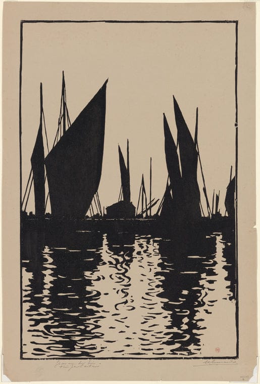 Art Print : Soleil couchant, Honfleur, 1895 - Vintage Wall Art V2