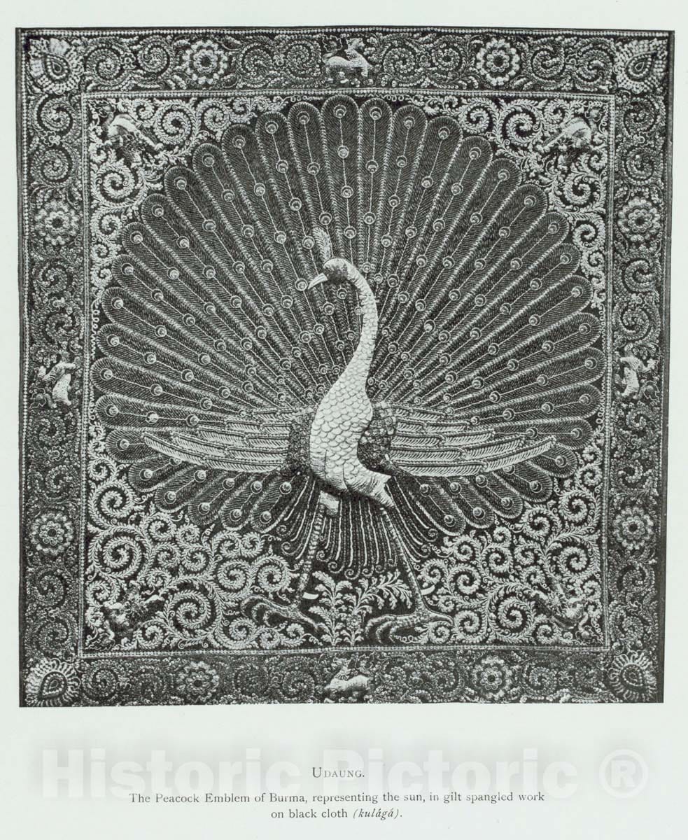 Art Print : 1906, Udaung. The Peacock Emblem of Burma, Representing The Sun, Vintage Wall Art
