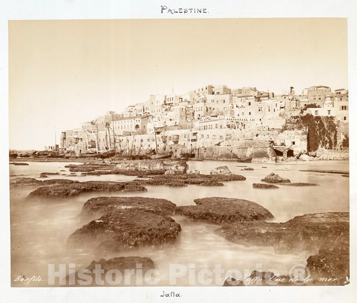 Art Print : 1870, 148. Jaffa. Vue de la mer. - Vintage Wall Art