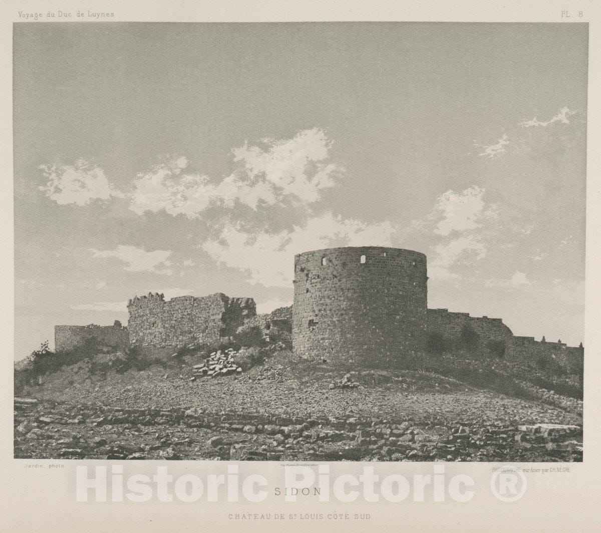 Art Print : 1874, Sidon, Chateau de St. Louis cAte sud - Vintage Wall Art