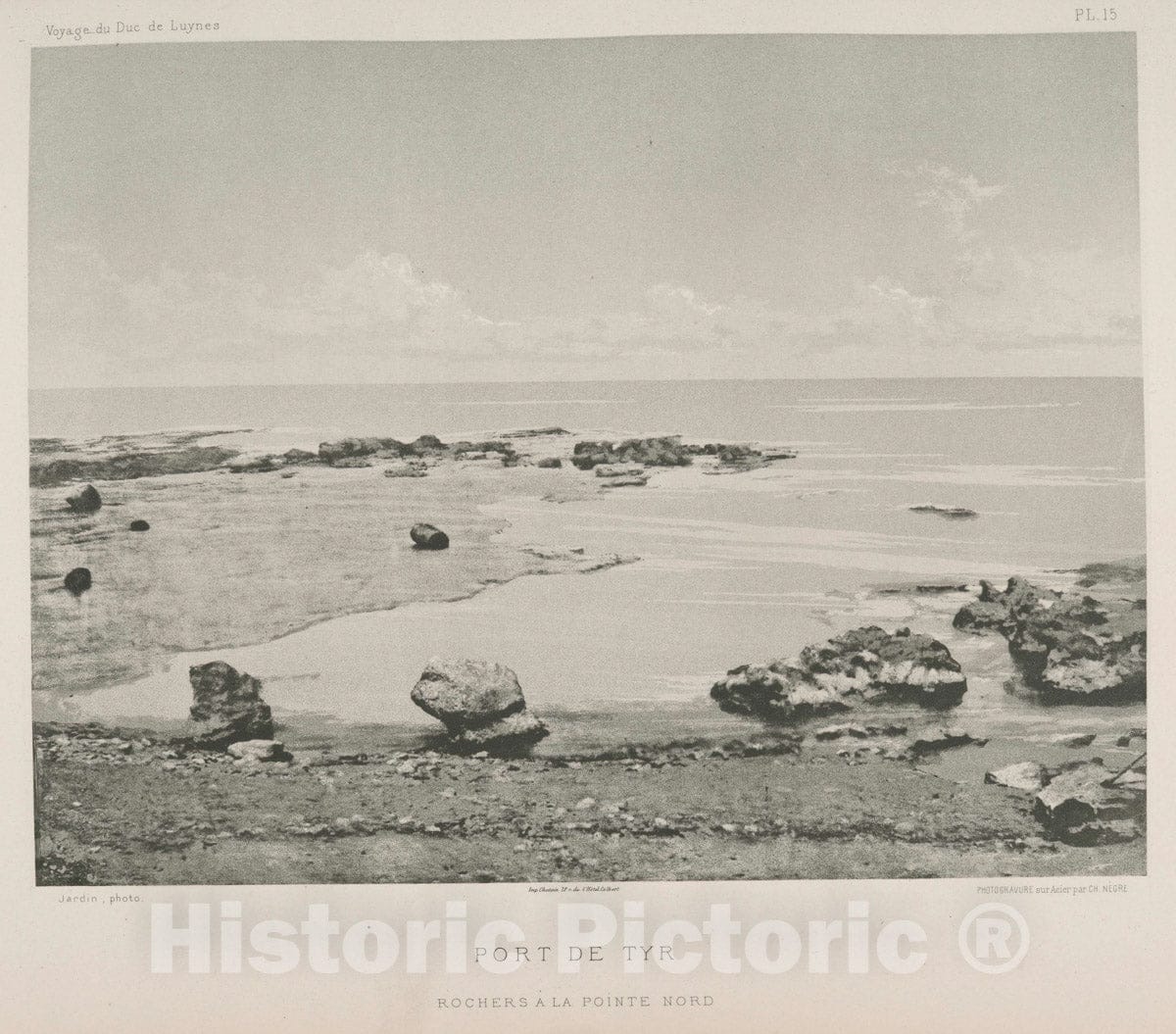 Art Print : 1874, Port de Tyr, rochers A la Pointe nord - Vintage Wall Art