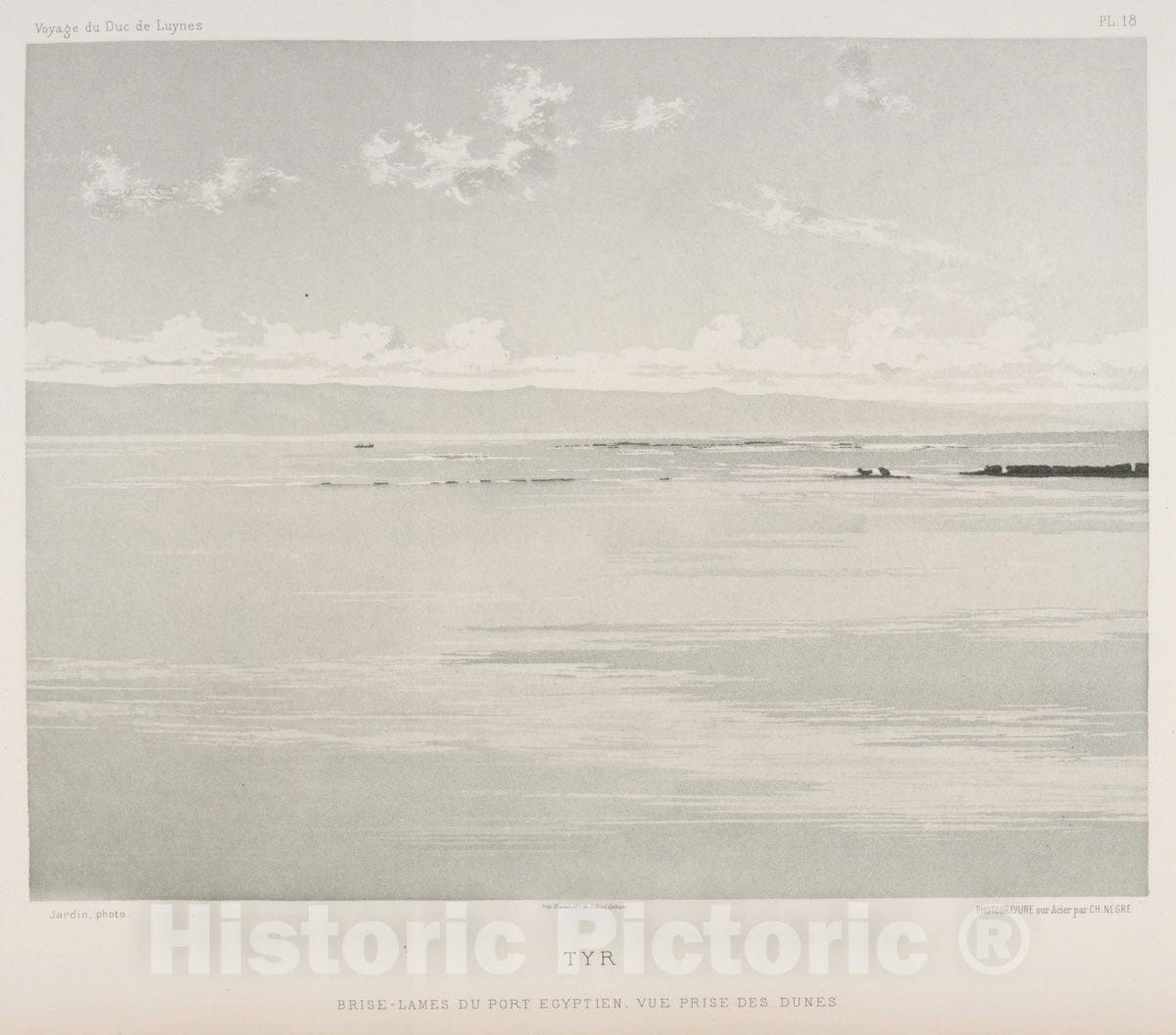 Art Print : 1874, Tyr, brise-Lames du Port Egyptien, vue Prise des Dunes - Vintage Wall Art
