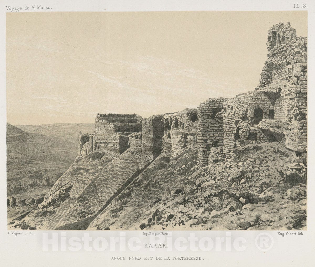 Art Print : 1874, Karak, Angle nord est de la forteresse. - Vintage Wall Art