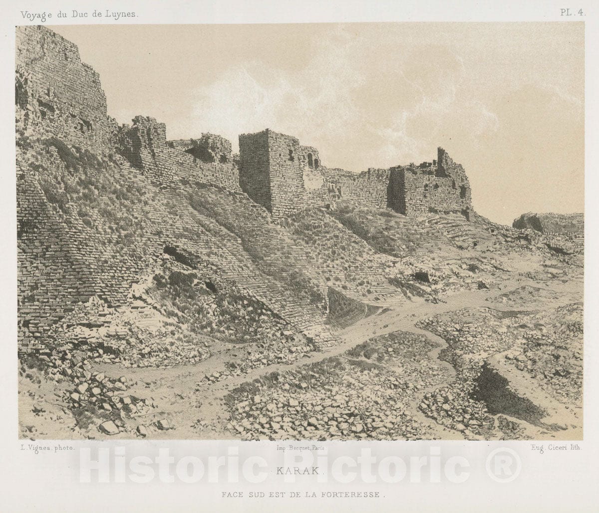 Art Print : 1874, Karak, face sud est de la forteresse. - Vintage Wall Art