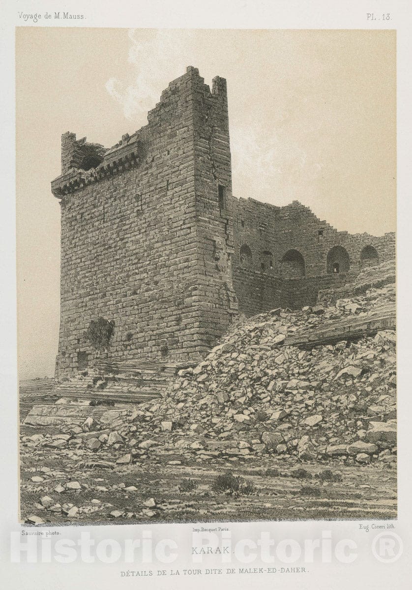 Art Print : 1874, Karak, Details de la Tour dite de Malek-ed-Daher. - Vintage Wall Art