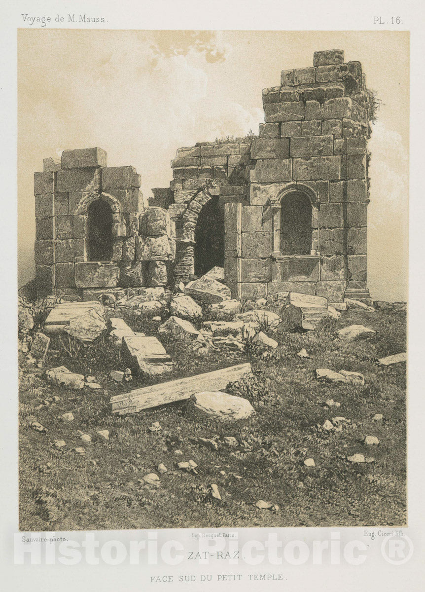 Art Print : 1874, Zat-Raz, face sud du Petit Temple. - Vintage Wall Art