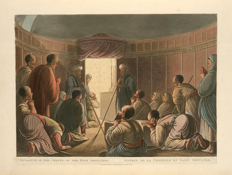 Art Print : 1804, Entrance of The Chapel of The Holy Sepulchre - Vintage Wall Art