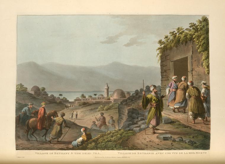 Art Print : 1804, Village of Bethany and The Dead Sea - Vintage Wall Art