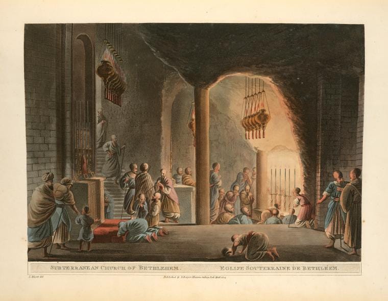 Art Print : 1804, Subterranean Church at Bathlehem - Vintage Wall Art
