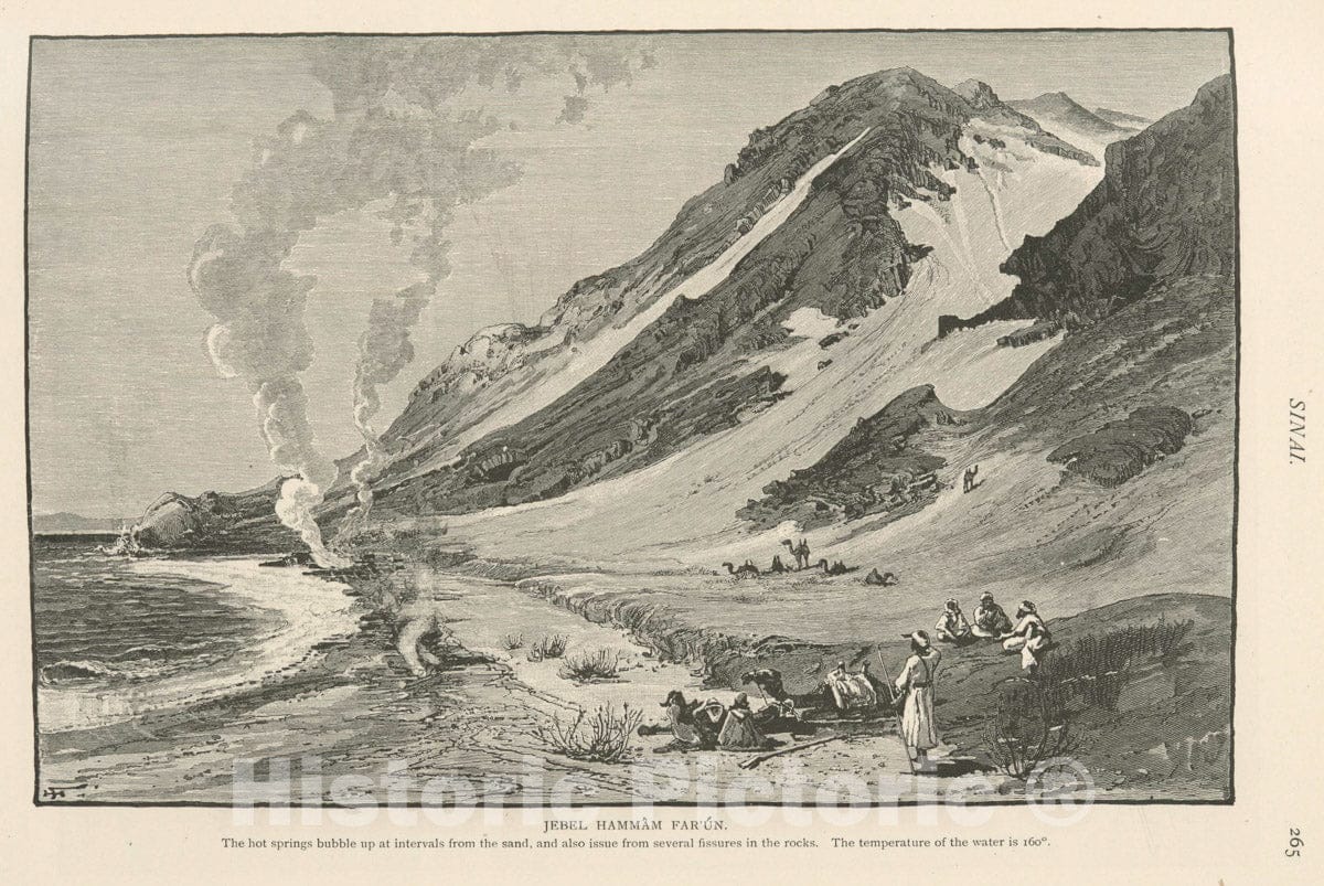 Art Print : 1881, Jebel Hammam Faran. The hot Springs Bubble up at intervals from The Sand - Vintage Wall Art
