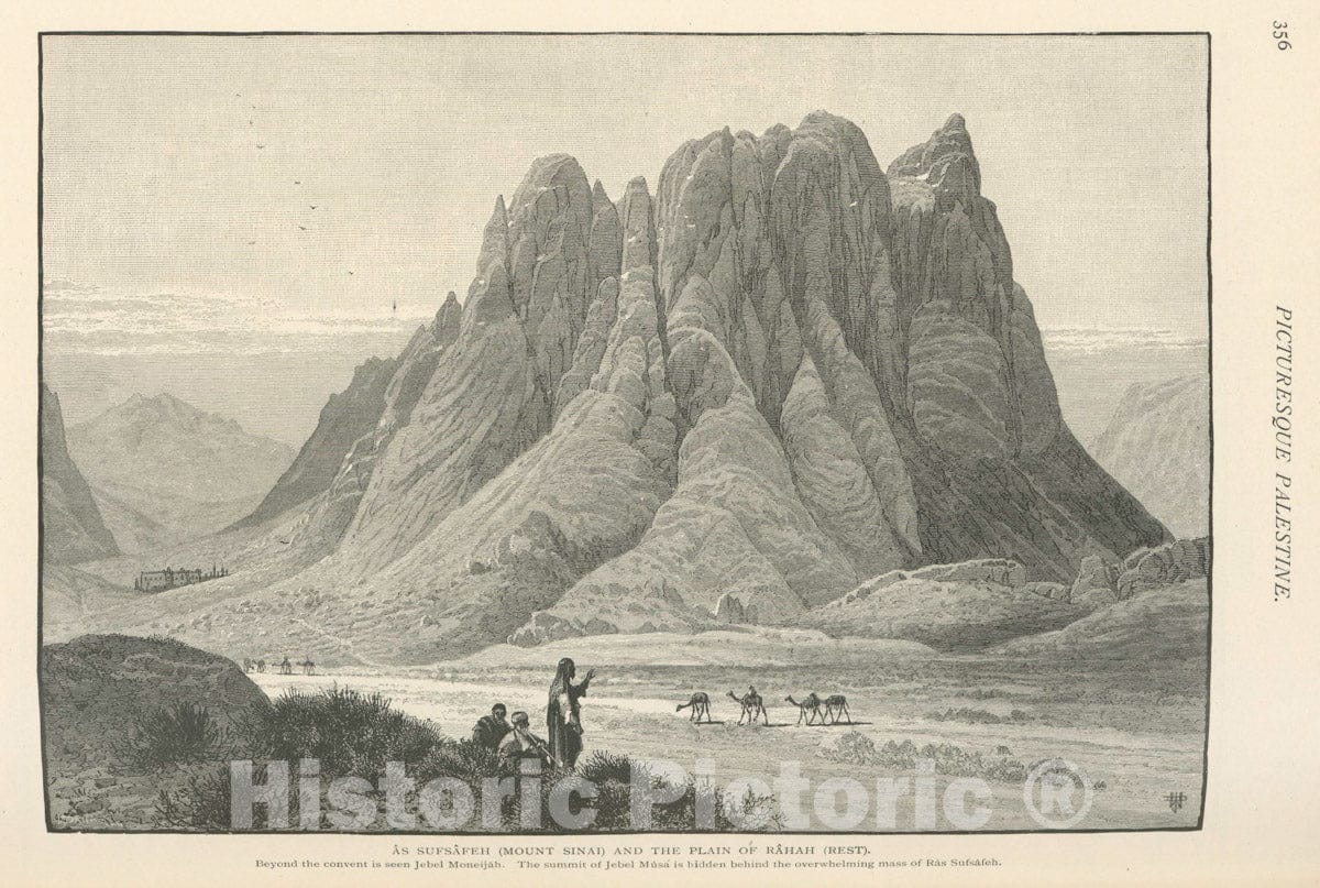 Art Print : 1881, as Sufsafeh (Mount Sinai) and The Plain of Rahah (Rest). - Vintage Wall Art