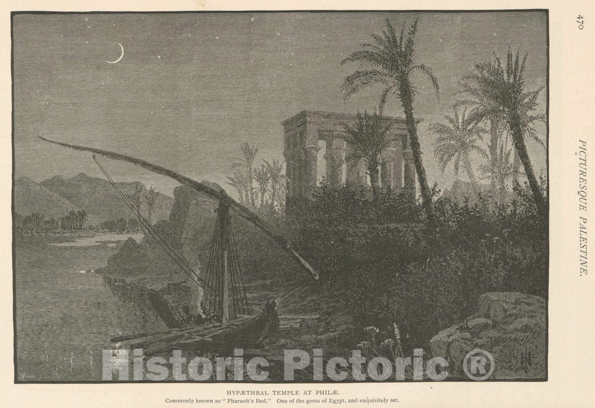 Art Print : 1881, Hypaethral Temple at Philae. Commonly Known as 'Pharoah's Bed.' One of The gems of Egypt, and exquisitely Set. - Vintage Wall Art