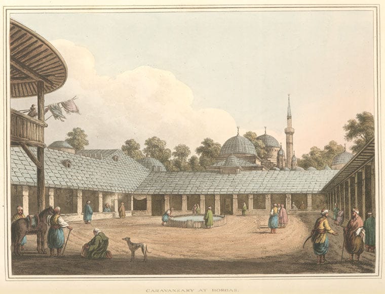 Art Print : 1810, Caravansary at Borgas - Vintage Wall Art