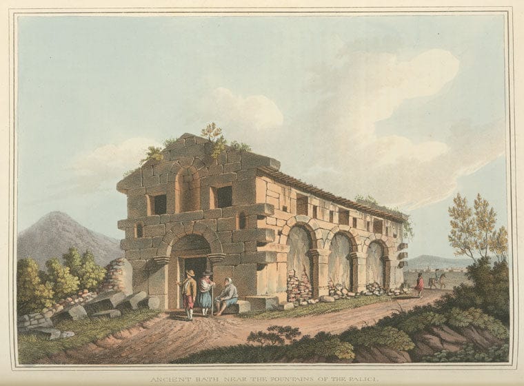 Art Print : 1810, Ancient Bath Near The Fountains of The Palici - Vintage Wall Art