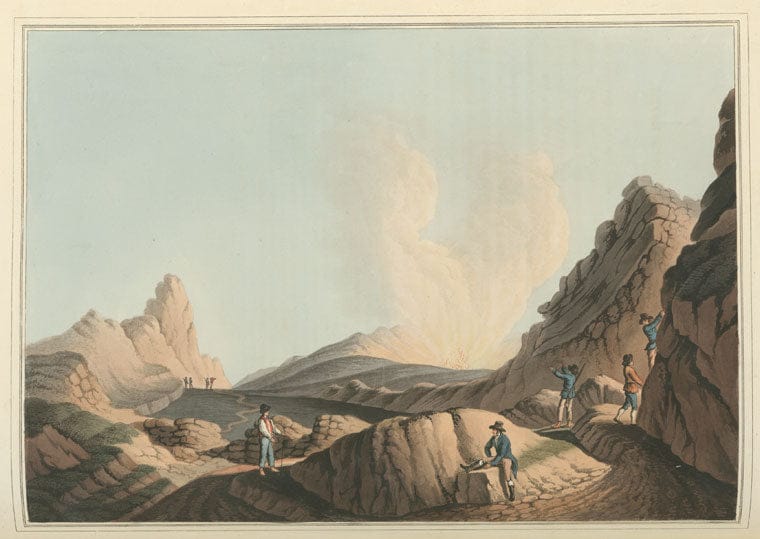 Art Print : 1810, Crater in The Island of Stromboli - Vintage Wall Art