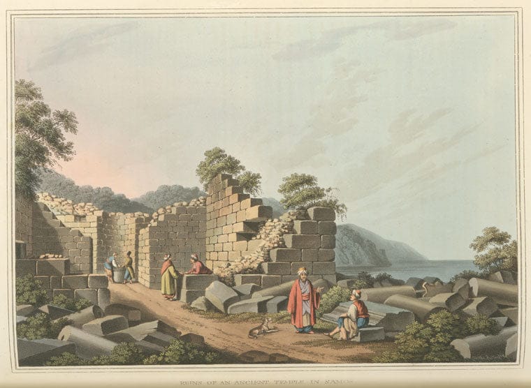 Art Print : 1810, Ruins of an Ancient Temple in Samos - Vintage Wall Art