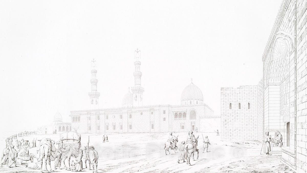 Art Print : 1839, Vue exterieure de la Mosquee Barkauk - Vintage Wall Art