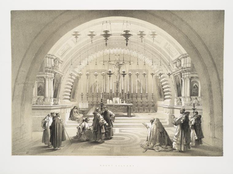 Art Print : 1842, Calvary - Holy Sepulchre - Vintage Wall Art