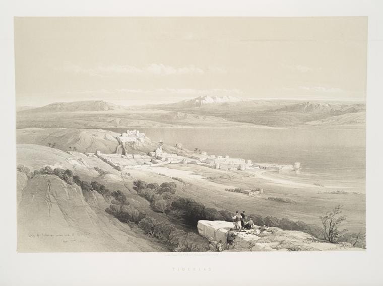 Art Print : 1842, Tiberias, Looking Towards Hermon - Vintage Wall Art
