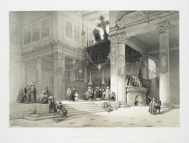 Art Print : 1842, Church of St. Helena, Bethlehem - Vintage Wall Art
