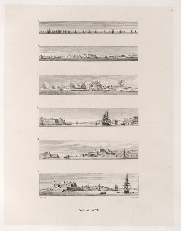 Art Print : 1829, Vues de Malte. - Vintage Wall Art
