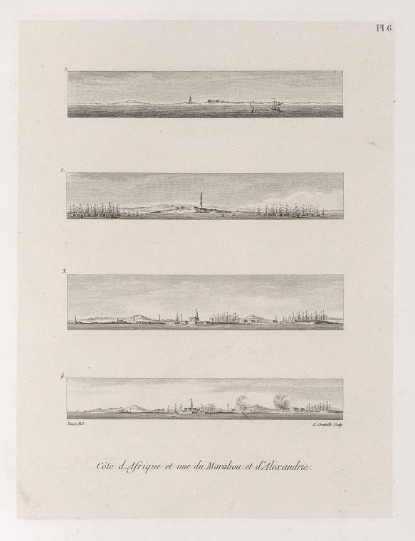 Art Print : 1829, CAte d'Afrique et vue du Marabou et d'Alexandrie. - Vintage Wall Art