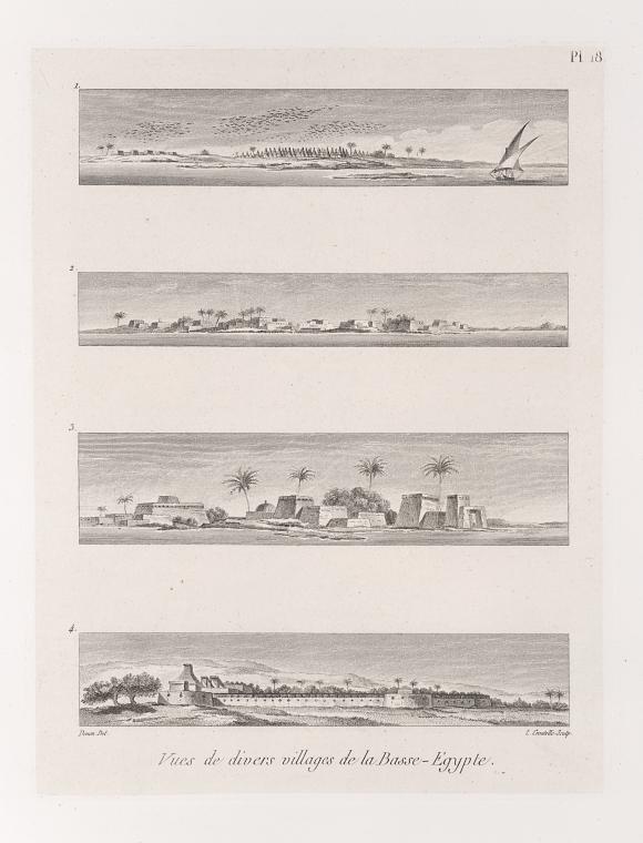 Art Print : 1829, Vues de Divers Villages de la Basse-Egypte. - Vintage Wall Art