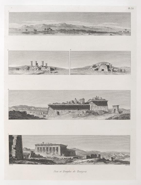 Art Print : 1829, Vues et Temples de Tentyris [Dandara]. - Vintage Wall Art