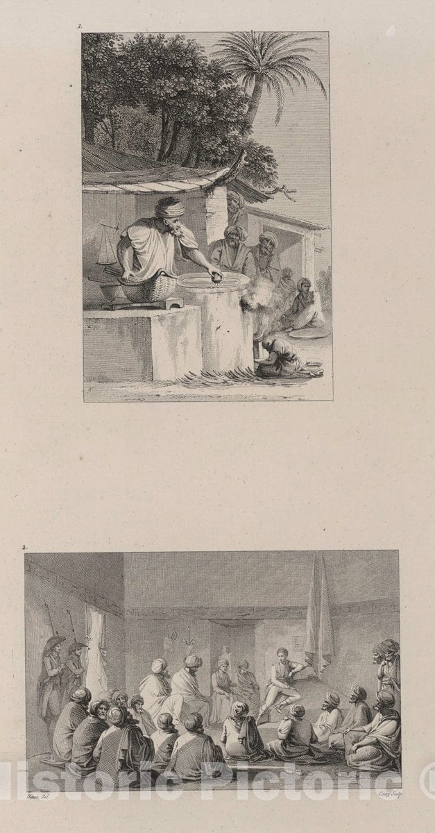 Art Print : 1829, 1. Maniere de Faire les maccaroni. 2. DyvAn Militaire. - Vintage Wall Art