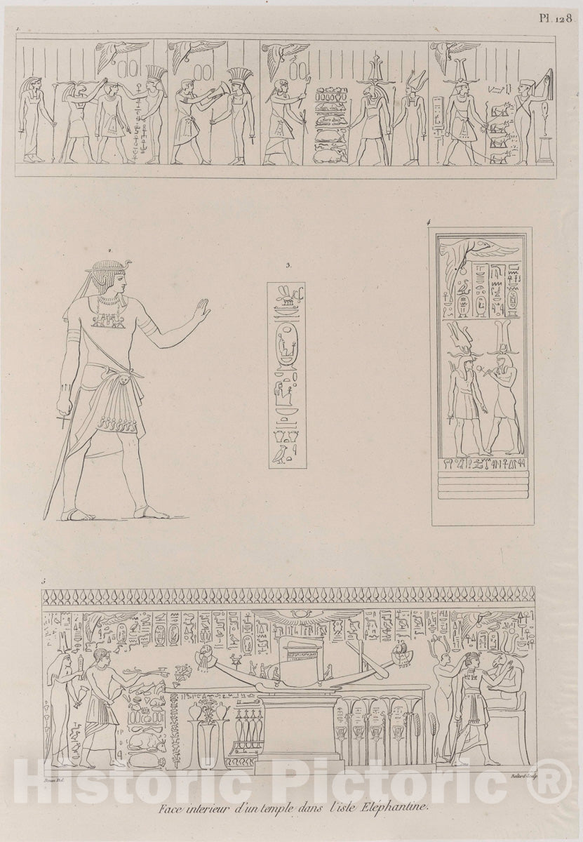 Art Print : 1829, Face interieure d'un Temple Dans l'ile Elephantine. - Vintage Wall Art