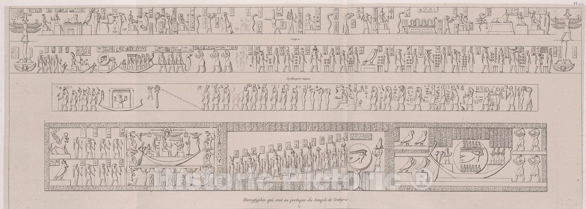 Art Print : 1829, Hieroglyphes qui sont au portique de Temple de Tentyris [Dandara] - Vintage Wall Art