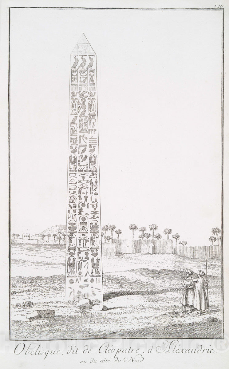 Art Print : 1780, Obelisque, dit de Cleopatre, a Alexandrie, vu du cate de l'ouest, qui est le m - Vintage Wall Art