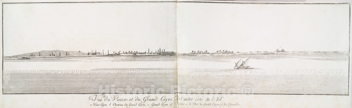 Art Print : 1780, Vue du Vieux- et du Grand Cayre, de l'autre cate du Nil. - Vintage Wall Art
