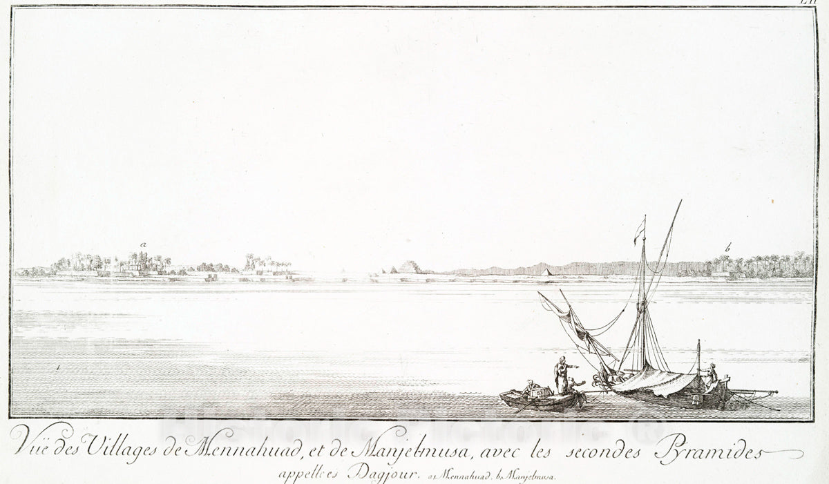 Art Print : 1780, Vue de la Villages de Mennahuad, et de Manjel-musa, avec les secondes Pyramides - Vintage Wall Art