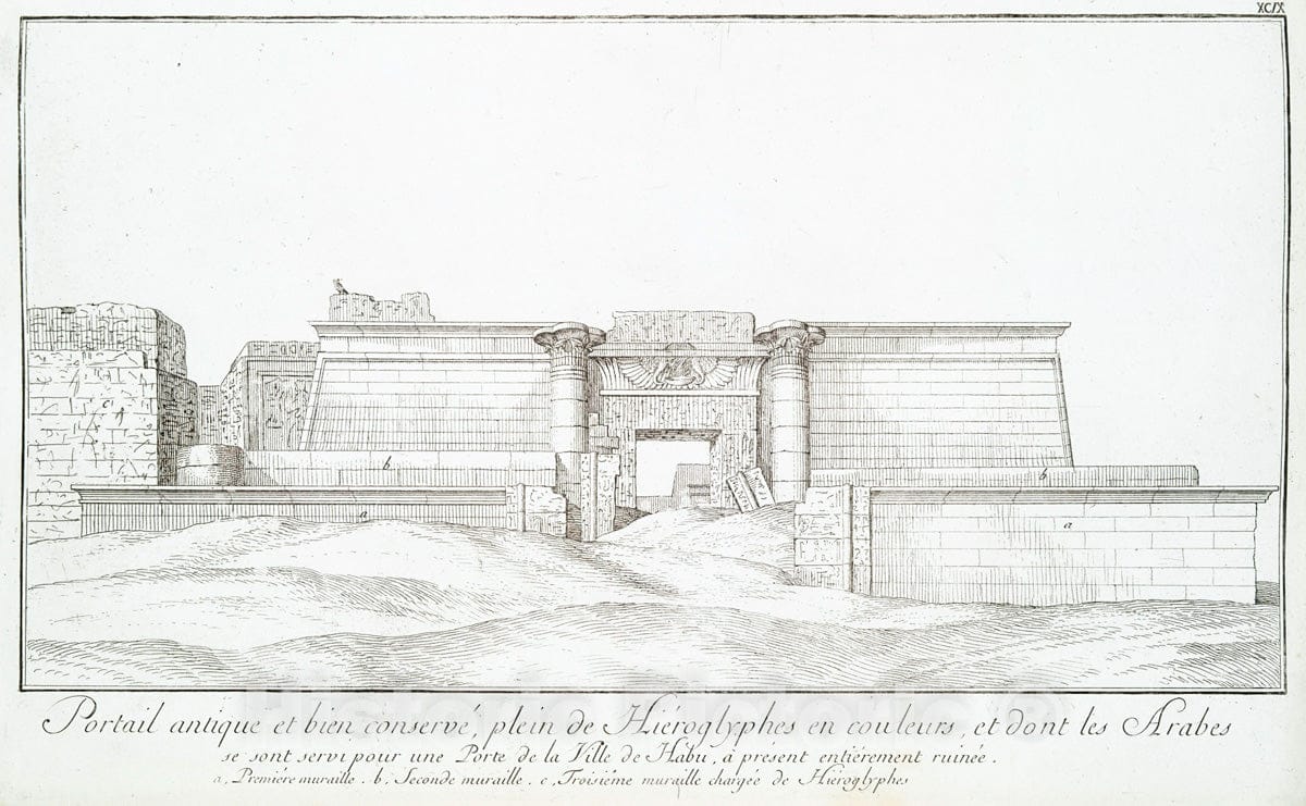 Art Print : 1780, Plans, Coupes et Profils des Ponts pres des Pyramides de Memphis, Ouvrages Saras - Vintage Wall Art