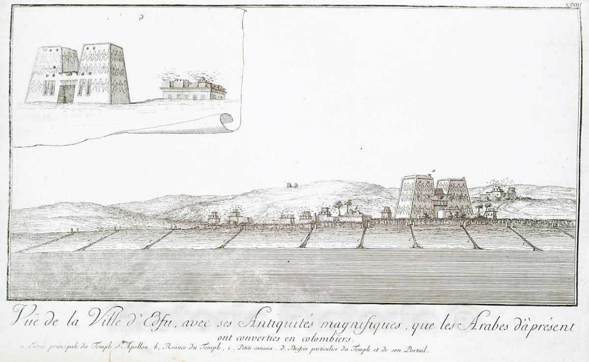 Art Print : 1780, Vue de Ville d'Edfu, avec SES antiquites magnifiques, que les Arabes d'a Presen - Vintage Wall Art