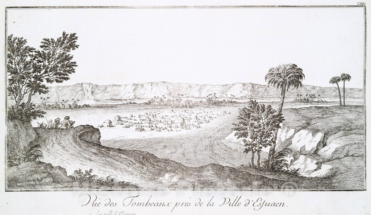 Art Print : 1780, Vue de tombeaux pres de la Ville d'Essuaen. (a. La villle d'Essuaen). - Vintage Wall Art