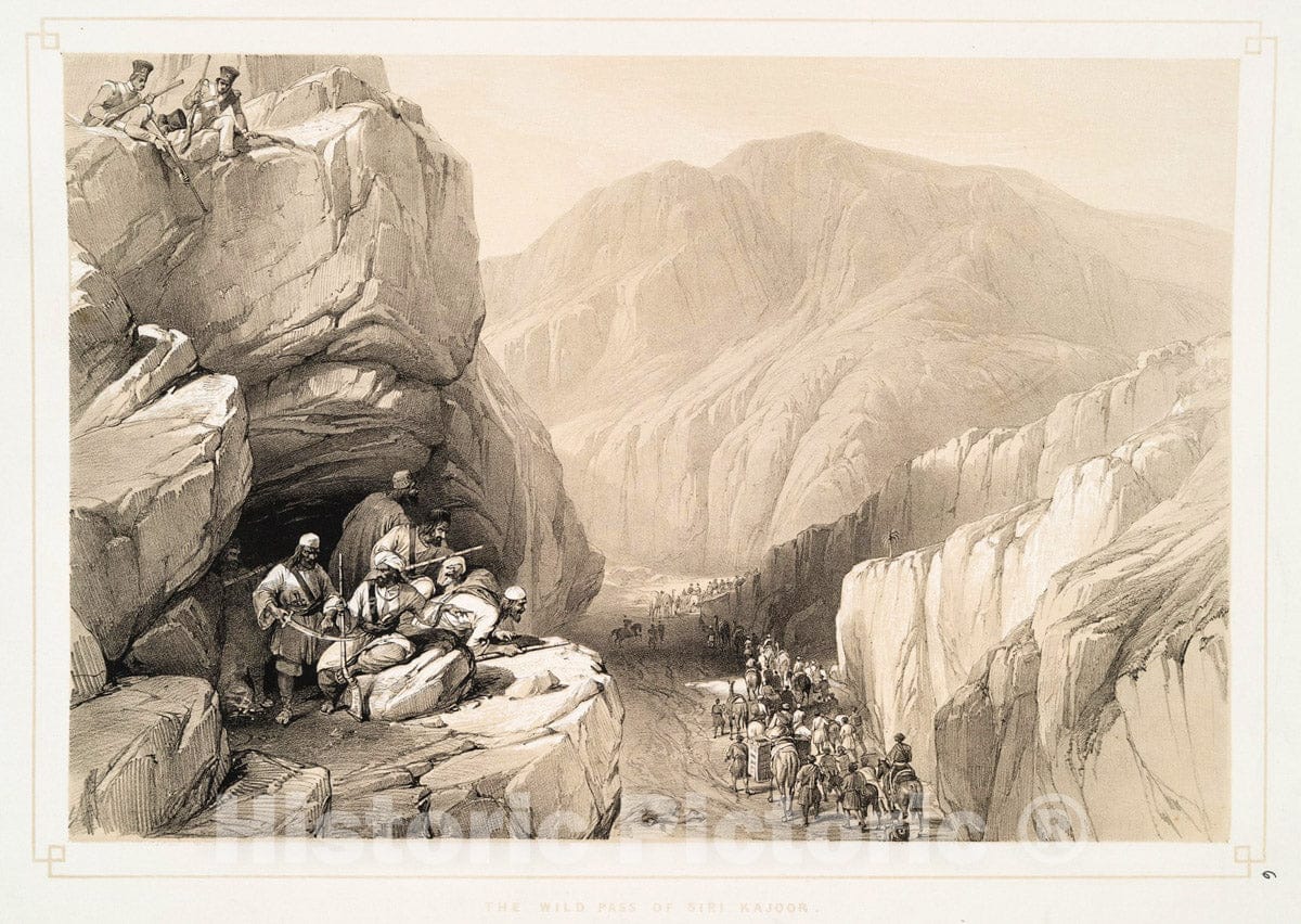 Art Print : 1842, The Wild Pass of Siri-Kajoor. - Vintage Wall Art