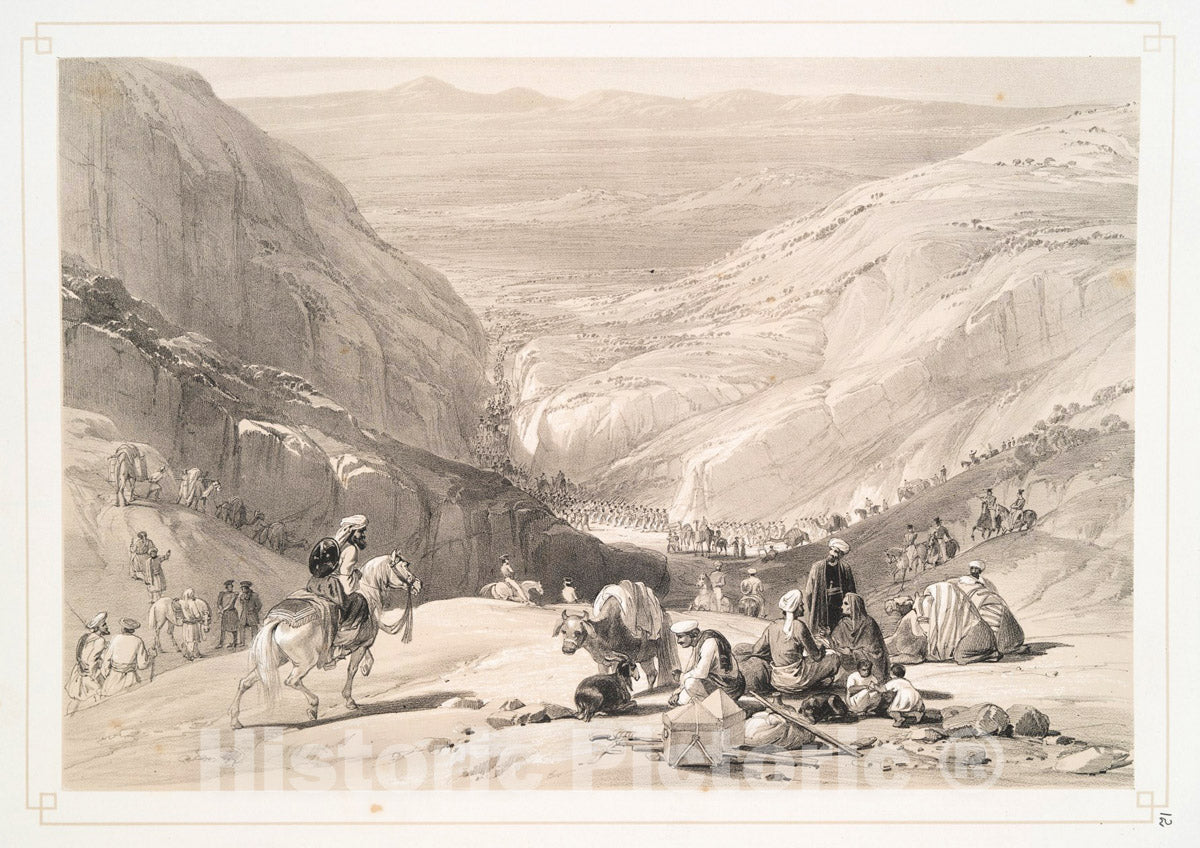 Art Print : 1842, The Second Descent Through The Koojah Pass. - Vintage Wall Art